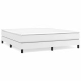 Cumpara ieftin Cadru de pat cu arcuri, alb, 160x200 cm, piele ecologica