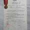 Brevetul + medalia Rasplata Muncii pt Invatamant cls 1, acordat in 1928, Regenta