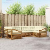 vidaXL Seturi de canapele 6 pcs Natural și Crem Lemn Solid de Acacia 3374035