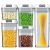 Cutii de Depozitare Alimente, Cyrax, set din 5 Cutii pentru Condimente, Volumetrie 0.5l, 0.8l, 1.2l, 1.9l, Transparente cu Capac Alb