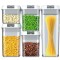 Cutii de Depozitare Alimente, Cyrax, set din 5 Cutii pentru Condimente, Volumetrie 0.5l, 0.8l, 1.2l, 1.9l, Transparente cu Capac Alb