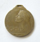 u729 MEDALIA COMEMORATIVA UNIREA 1918 1928 REGINA MARIA bronz 31,5mm 11,9g stare foarte frumoasa