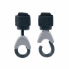 Set 2 carlige carucior din plastic cu velcro, rotative 360 , suport genti si sacose, sarcina maxima 2 kg, gri-negru