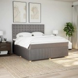vidaXL Pat continental cu saltea, gri taupe, 180x200 cm, textil