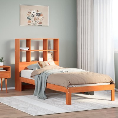vidaXL Pat bibliotecă fără saltea maro ceruit 75x190 cm lemn masiv pin 3322572 foto