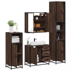 vidaXL Set de mobilier de baie din 4 piese din lemn de stejar maro 3301199
