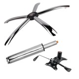 Cumpara ieftin Set placuta balans metalica 25 x 15 cm, baza 60 cm si cilindru piston, gaz, pentru scaune birou, argintiu, 35 cm