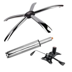 Set placuta balans metalica 25 x 15 cm, baza 60 cm si cilindru piston, gaz, pentru scaune birou, argintiu, 35 cm