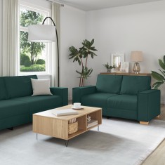 vidaXL Set canapea, 3 piese, perne verde &icirc;nchis, textil