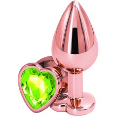 Dop Anal Brilliant Anal Plug Small, Rose Gold, Piatra Verde Deschis, Passion Labs