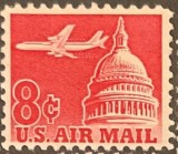 SUA 1962 - Posta Aeriana, 6c, avion deasupra Clădirii Capitoliului, neuzat