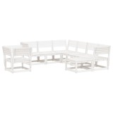 Set mobilier relaxare gradina, 8 piese, alb, lemn masiv de pin