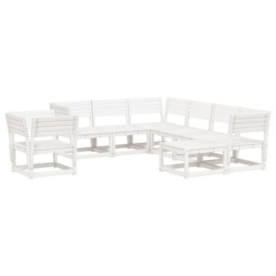 Set mobilier relaxare gradina, 8 piese, alb, lemn masiv de pin foto