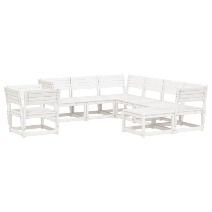 Set mobilier relaxare gradina, 8 piese, alb, lemn masiv de pin
