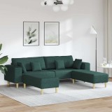 Sofa din material textil cu pernă 3 pcs Verde &icirc;nchis 208 cm țesătură