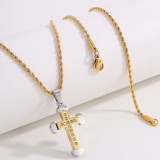 Lant Elegant Cu Pandantiv Crucifix, Placat Aur, Model Finut Si Deosebit LC208G