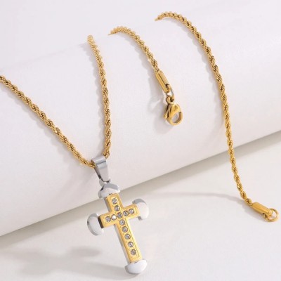 Lant Elegant Cu Pandantiv Crucifix, Placat Aur, Model Finut Si Deosebit LC208G foto