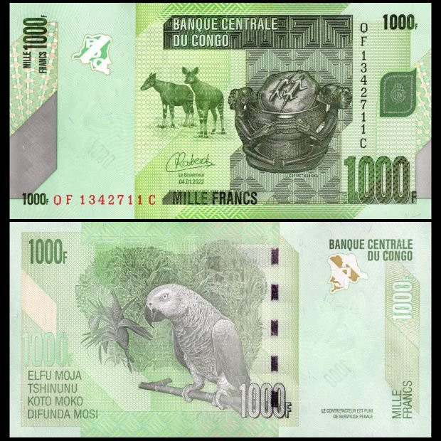 Congo 2022 - 1000 francs UNC