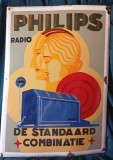 1929 Art Deco Radio Philips Reclama tabla emailata