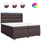 Cumpara ieftin Pat box spring cu saltea, maro inchis, 200x200 cm, textil