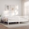Gossi cadru pat cu tablie 200x200 cm, alb, lemn masiv