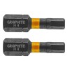 Set 2 Biti Impact HEX 4x25 mm, 1/4&quot;, Otel S2, Graphite 56H507, HardWork ToolsRange, Zona Torsiune, Surubelnite Impact