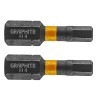 Set biti de impact HEX4X25mm 1/4&quot; 2buc. GRAPHITE 56H507 HardWork ToolsRange