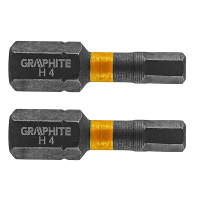 Set biti de impact HEX4X25mm 1/4&amp;quot; 2buc. GRAPHITE 56H507 HardWork ToolsRange foto