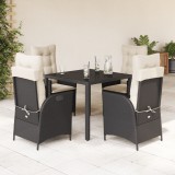 vidaXL Set mobilier de grădină cu perne, 5 piese, negru, poliratan 3213059