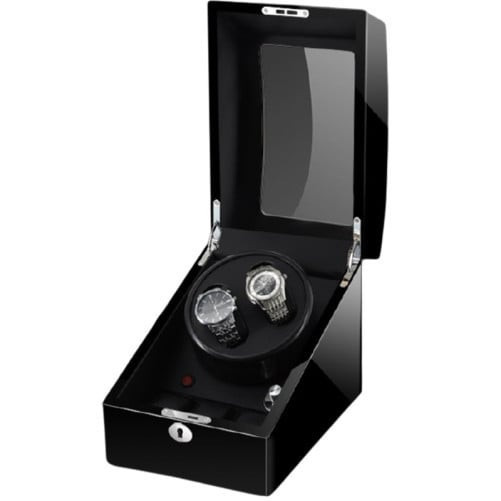 Cutie intors ceasuri automatice iUni, Watch Winder 2 + 3 spatii depozitare Negru