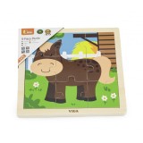 Puzzle din 9 piese mari - cal, Viga