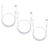 Set 3 Cabluri de Date si Incarcare, Type-C / Lightning, Albe, 2A, Viteza 10 Gbps, 1 M