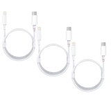 Set 3 Cabluri de Date si Incarcare, Type-C / Lightning, Albe, 2A, Viteza 10 Gbps, 1 M