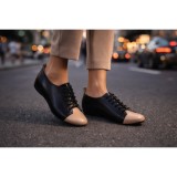 Pantofi dama casual din piele naturala Negru Bej - Emma P09BN
