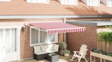 vidaXL Marchiză retractabilă automatică roșie cu dungi 350x250 cm