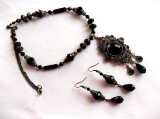 set colier si cercei cu onix si cristale 35175