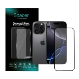 FOLIE STICLA Spacer pentru Iphone 16 Pro, grosime 0.3mm, acoperire totala ecran, strat special anti-ulei si anti-amprenta, Tempered Glass, sticla 9D,