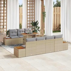 vidaXL Set de canapele pentru grădină 8 pcs Bej Rattan poli 3358779