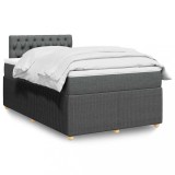 Gossi pat box spring cu saltea, gri inchis, 120x190 cm, textil