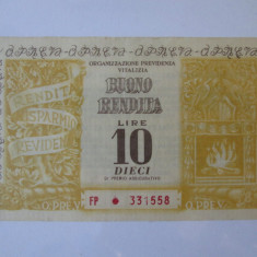 Rar! Italia bon 10 Lire 1959 aUNC