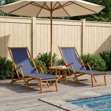 Sezlong pliabil 2 pcs 3 Pozitie Lemn de eucalipt masiv albastru