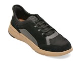 Pantofi sport GEOX negri, U659KA, din material textil si piele naturala