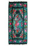 Covor traditional vintage din l&acirc;nă 415&times;194 cm, țesut manual la război, model floral pe fond &icirc;nchis &ndash; stil rom&acirc;no-moldovenesc (tip basarabean)