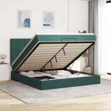 VidaXL Cadru de pat otoman cu saltele, catifea verde &icirc;nchis 180x200cm 3313490