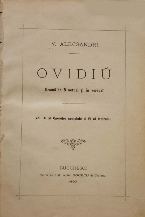 Alecsandri, OVIDIU. Bucuresti, 1890