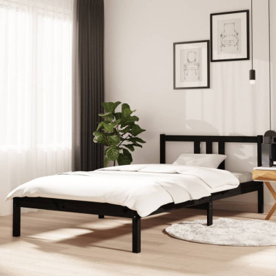 Cadru de pat, negru, 100x200 cm, lemn masiv de pin foto
