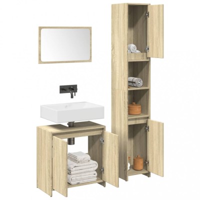 Gossi set mobilier de baie, 3 piese, stejar sonoma, lemn prelucrat foto