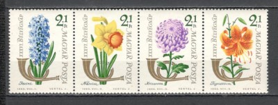 Ungaria.1963 Ziua marcii postale:Flori-streif DF.366 foto
