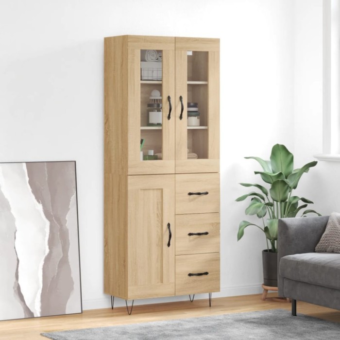 vidaXL Dulap &icirc;nalt, stejar sonoma, 69,5x34x180 cm, lemn compozit
