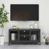 Dulap TV, antracit, 105x35x52 cm, otel si sticla GartenMobel Dekor, vidaXL